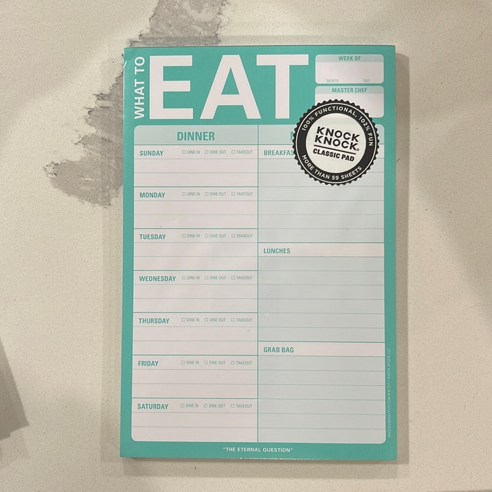 “WHAT TO EAT” pad